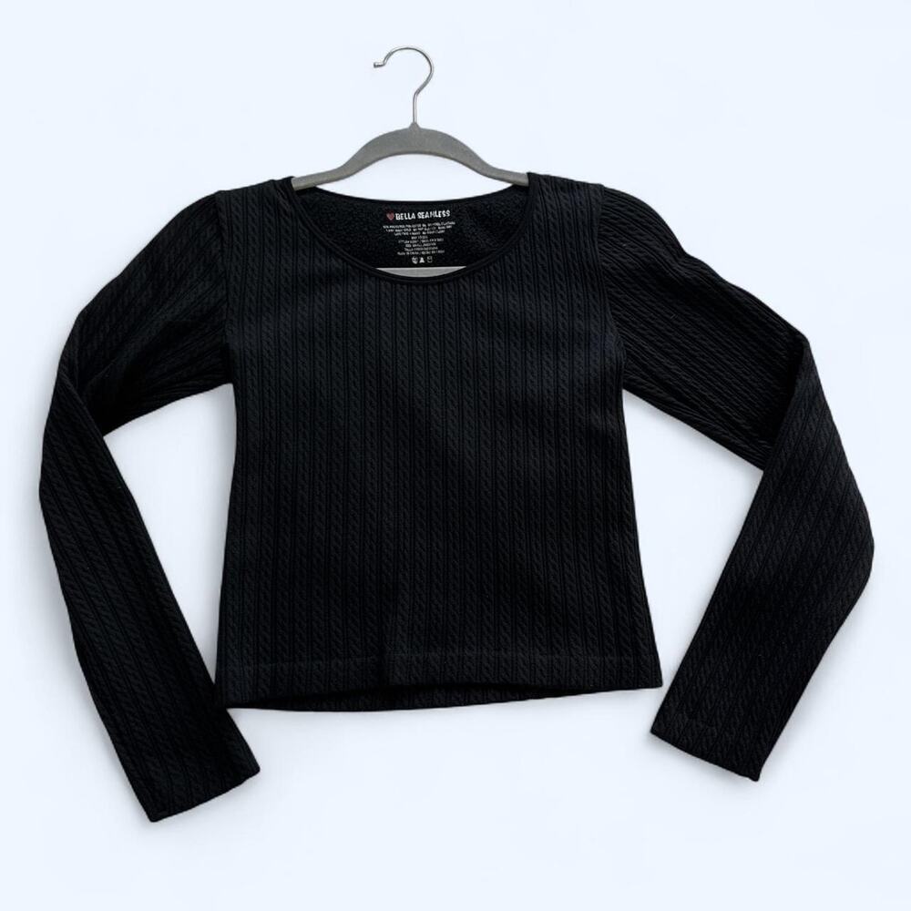 Black knit long sleeve top